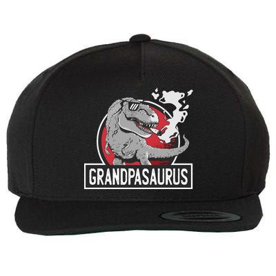 Grandpasaurus Smoking Grandpa Trex Funny Wool Snapback Cap
