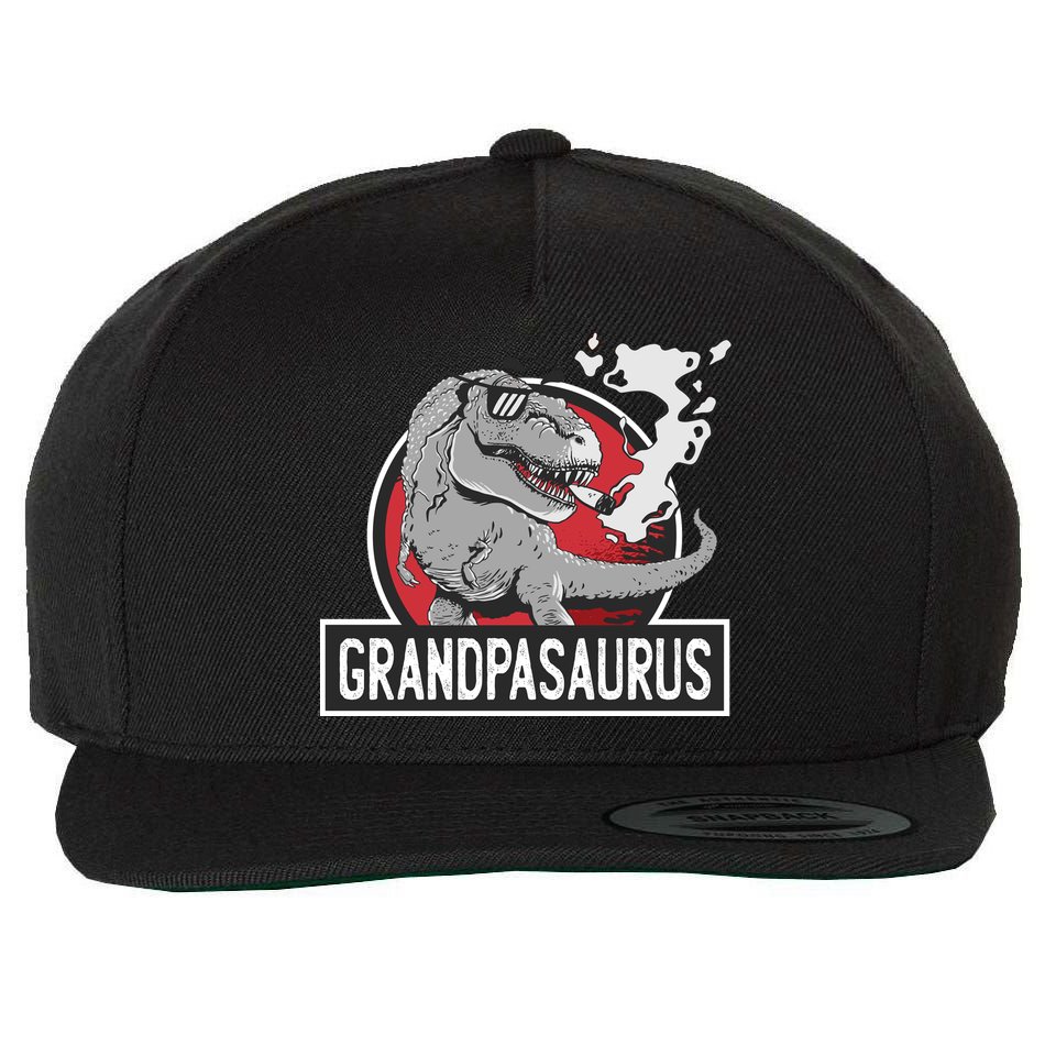 Grandpasaurus Smoking Grandpa Trex Funny Wool Snapback Cap