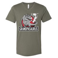 Grandpasaurus Smoking Grandpa Trex Funny V-Neck T-Shirt