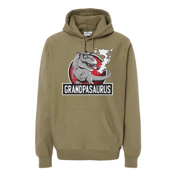 Grandpasaurus Smoking Grandpa Trex Funny Premium Hoodie