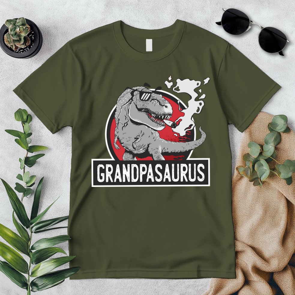 Grandpasaurus Smoking Grandpa Trex Funny Premium T-Shirt