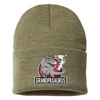 Grandpasaurus Smoking Grandpa Trex Funny Sustainable Knit Beanie