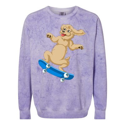 Goldendoodle Skateboarding Colorblast Crewneck Sweatshirt