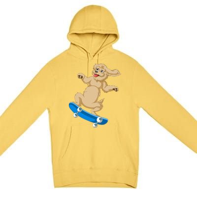 Goldendoodle Skateboarding Premium Pullover Hoodie