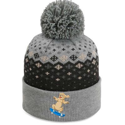 Goldendoodle Skateboarding The Baniff Cuffed Pom Beanie