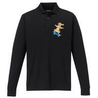 Goldendoodle Skateboarding Performance Long Sleeve Polo