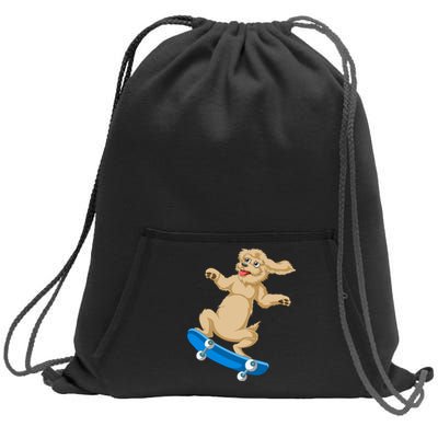 Goldendoodle Skateboarding Sweatshirt Cinch Pack Bag