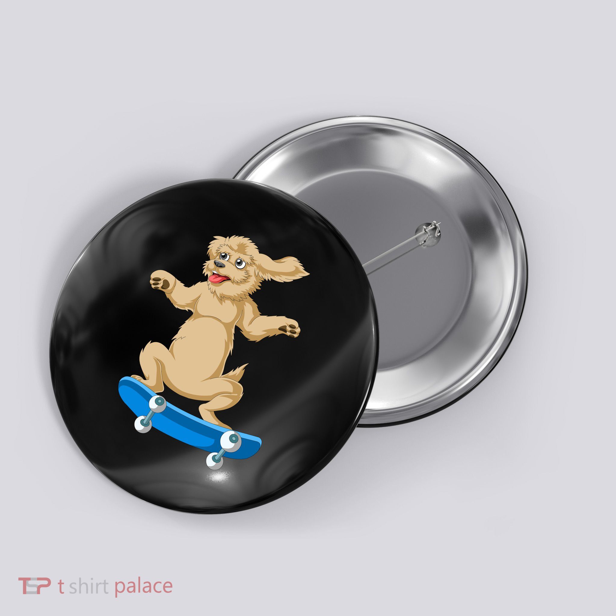 Goldendoodle Skateboarding Button
