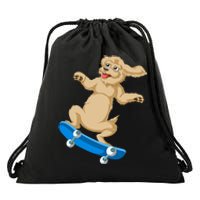 Goldendoodle Skateboarding Drawstring Bag