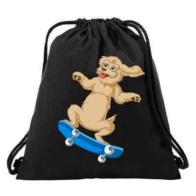 Goldendoodle Skateboarding Drawstring Bag