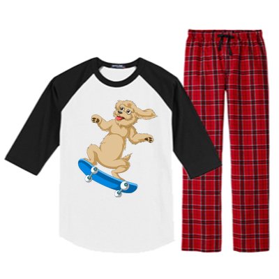 Goldendoodle Skateboarding Raglan Sleeve Pajama Set