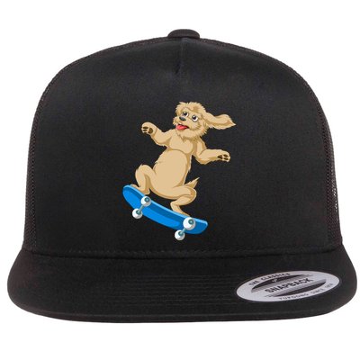 Goldendoodle Skateboarding Flatbill Hat
