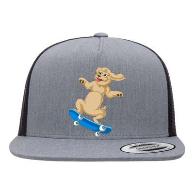 Goldendoodle Skateboarding Flat Bill Trucker Hat