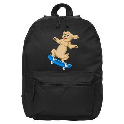 Goldendoodle Skateboarding 16 in Basic Backpack