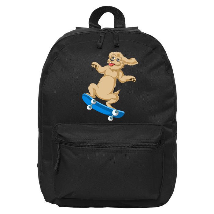 Goldendoodle Skateboarding 16 in Basic Backpack