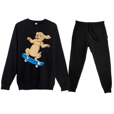 Goldendoodle Skateboarding Premium Crewneck Sweatsuit Set