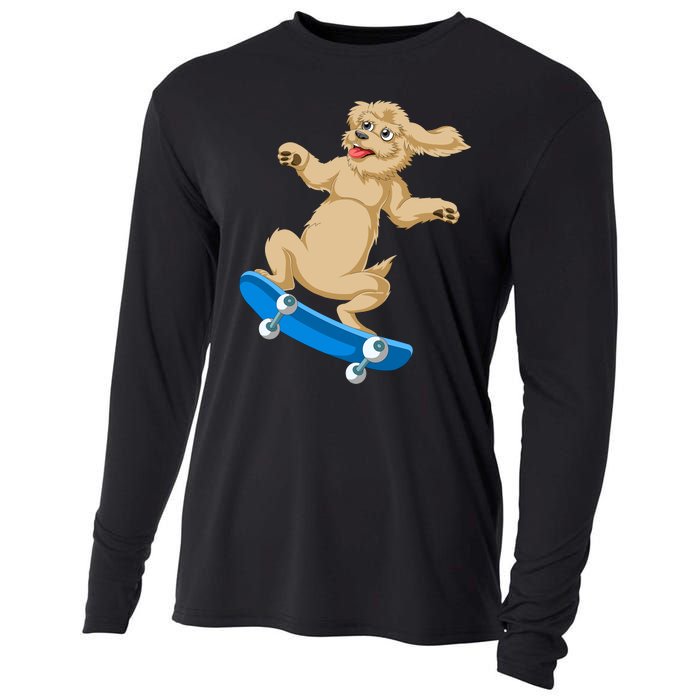 Goldendoodle Skateboarding Cooling Performance Long Sleeve Crew