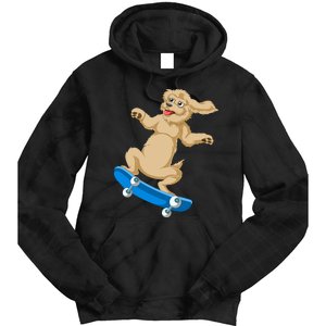 Goldendoodle Skateboarding Tie Dye Hoodie