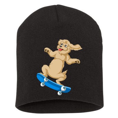 Goldendoodle Skateboarding Short Acrylic Beanie