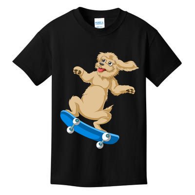 Goldendoodle Skateboarding Kids T-Shirt