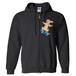 Goldendoodle Skateboarding Full Zip Hoodie