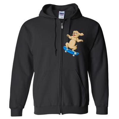 Goldendoodle Skateboarding Full Zip Hoodie