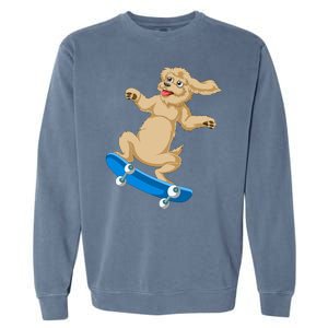 Goldendoodle Skateboarding Garment-Dyed Sweatshirt