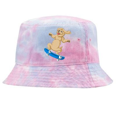 Goldendoodle Skateboarding Tie-Dyed Bucket Hat