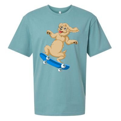 Goldendoodle Skateboarding Sueded Cloud Jersey T-Shirt