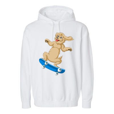 Goldendoodle Skateboarding Garment-Dyed Fleece Hoodie