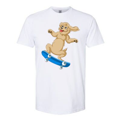 Goldendoodle Skateboarding Softstyle CVC T-Shirt