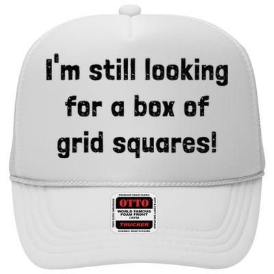 Grid Squares High Crown Mesh Back Trucker Hat