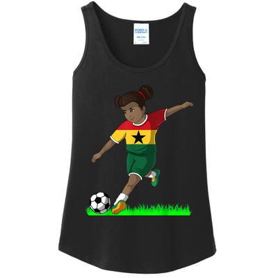 Ghanaian Soccer  Ghana Flag Jersey Football Fans Ladies Essential Tank