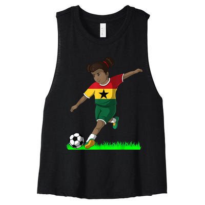 Ghanaian Soccer  Ghana Flag Jersey Football Fans Women's Racerback Cropped Tank