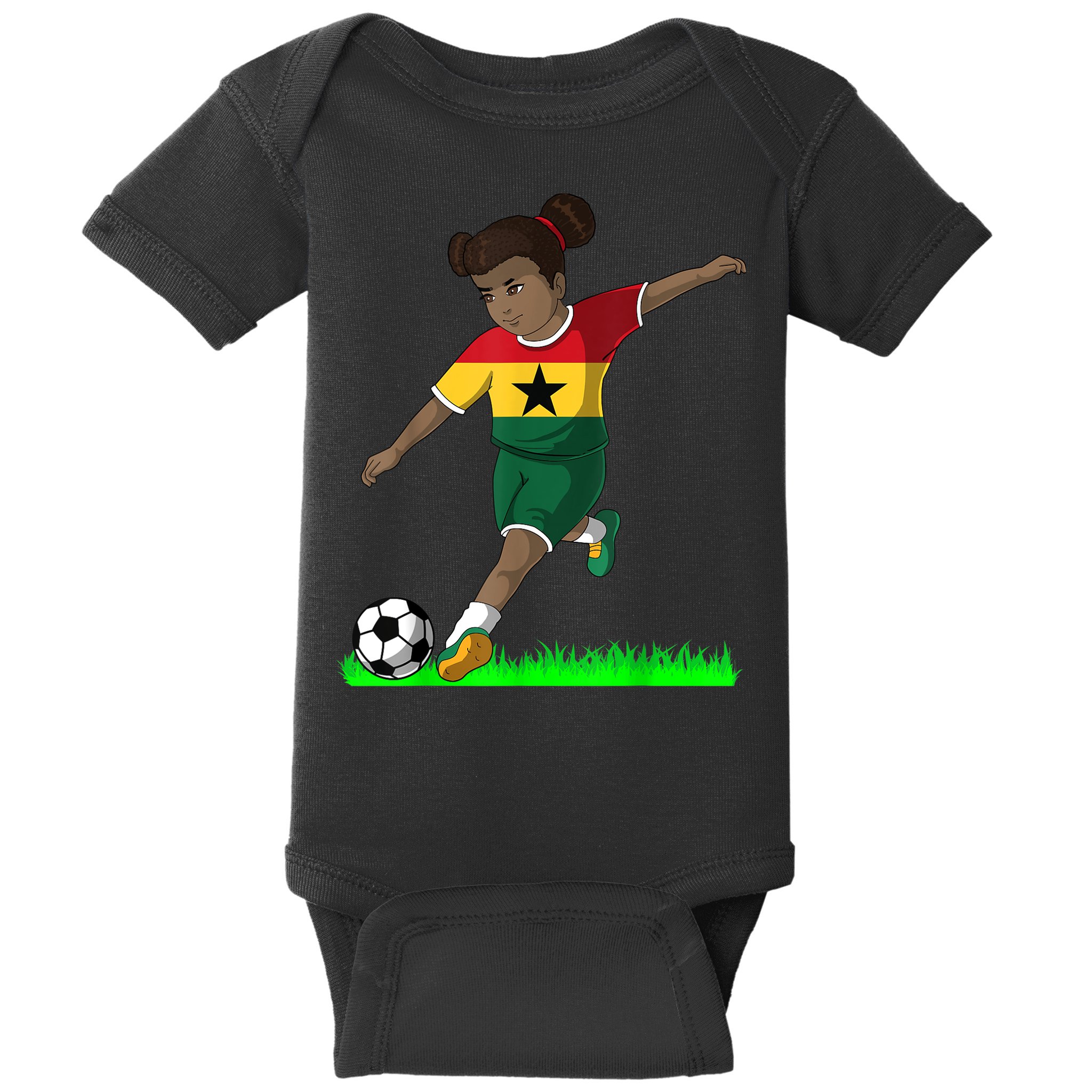 Ghanaian Soccer  Ghana Flag Jersey Football Fans Baby Bodysuit
