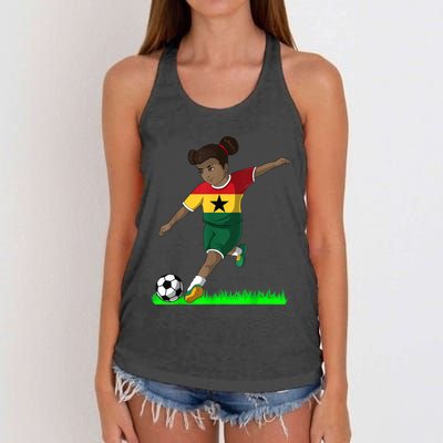 Ghanaian Soccer  Ghana Flag Jersey Football Fans Women's Knotted Racerback Tank