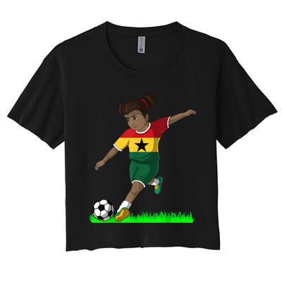 Ghanaian Soccer  Ghana Flag Jersey Football Fans Women's Crop Top Tee