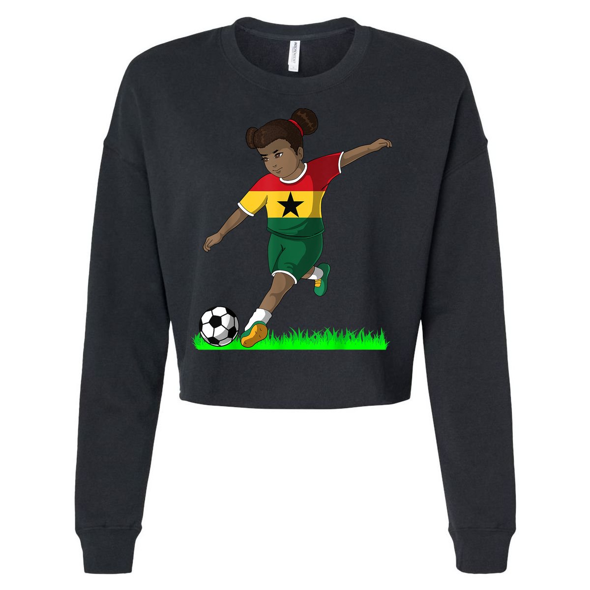 Ghanaian Soccer  Ghana Flag Jersey Football Fans Cropped Pullover Crew
