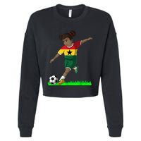 Ghanaian Soccer  Ghana Flag Jersey Football Fans Cropped Pullover Crew