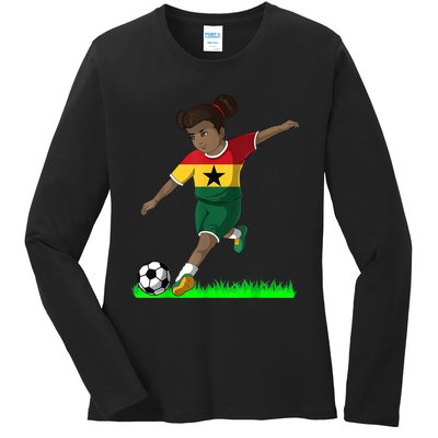 Ghanaian Soccer  Ghana Flag Jersey Football Fans Ladies Long Sleeve Shirt