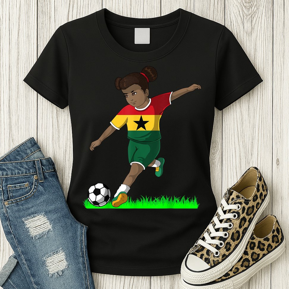 Ghanaian Soccer  Ghana Flag Jersey Football Fans Womens T-Shirt