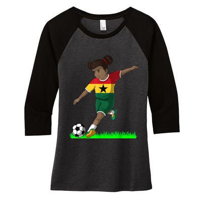 Ghanaian Soccer  Ghana Flag Jersey Football Fans Women's Tri-Blend 3/4-Sleeve Raglan Shirt