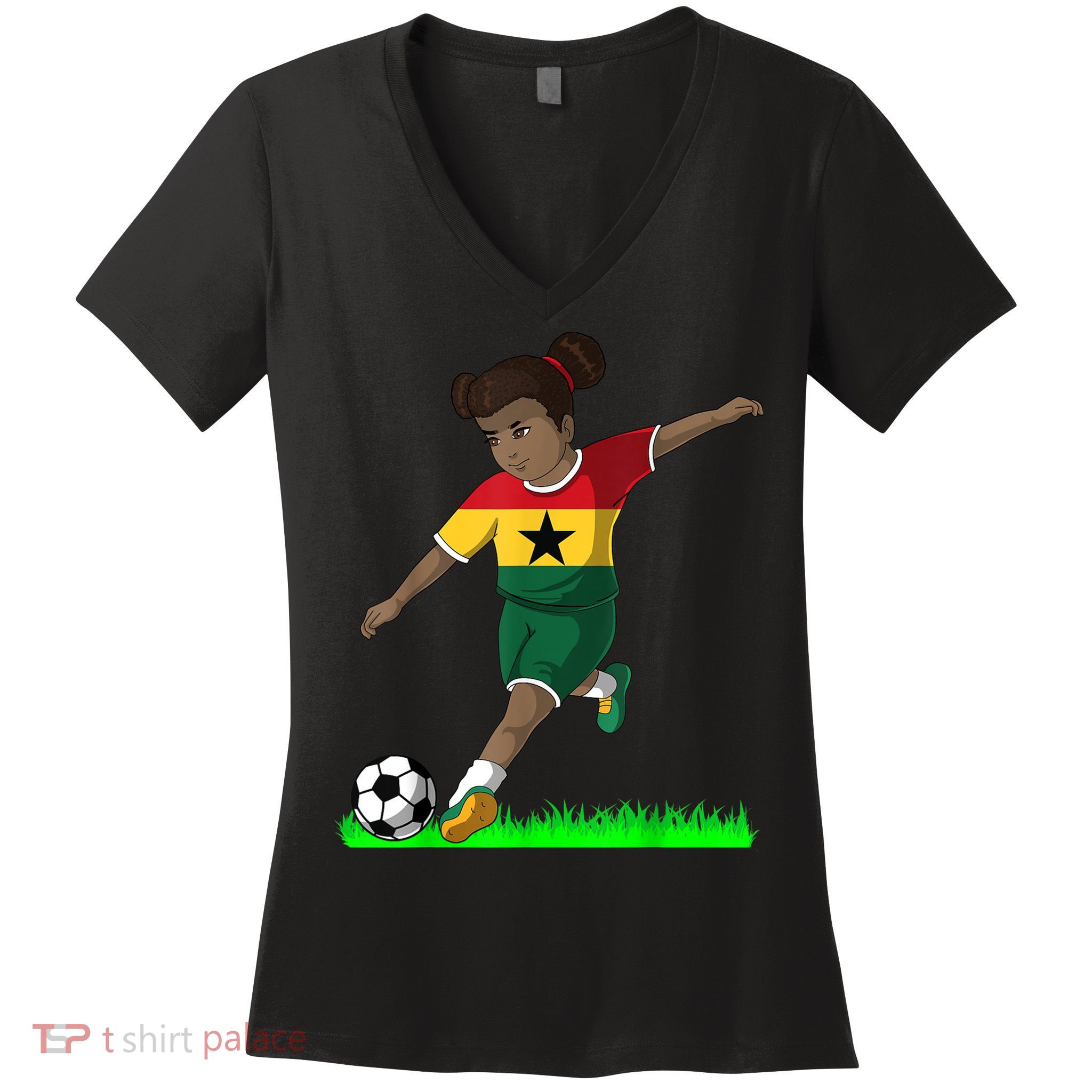 Ghanaian Soccer  Ghana Flag Jersey Football Fans Women's V-Neck T-Shirt
