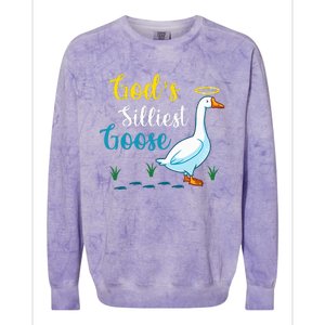 Gods Silliest Goose On The Loose Funny Goose Lover Colorblast Crewneck Sweatshirt