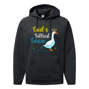 Gods Silliest Goose On The Loose Funny Goose Lover Performance Fleece Hoodie