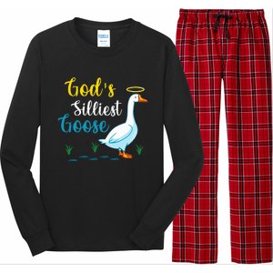 Gods Silliest Goose On The Loose Funny Goose Lover Long Sleeve Pajama Set