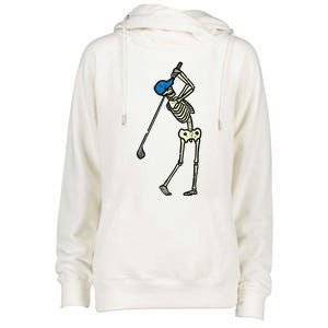 Golfer Skeleton Golf Player Halloween Costumedad Womens Funnel Neck Pullover Hood