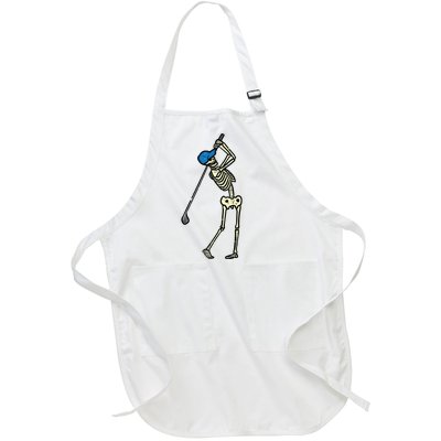 Golfer Skeleton Golf Player Halloween Costumedad Full-Length Apron With Pockets