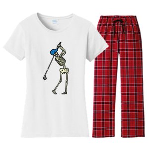 Golfer Skeleton Golf Player Halloween Costumedad Women's Flannel Pajama Set