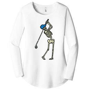 Golfer Skeleton Golf Player Halloween Costumedad Women's Perfect Tri Tunic Long Sleeve Shirt